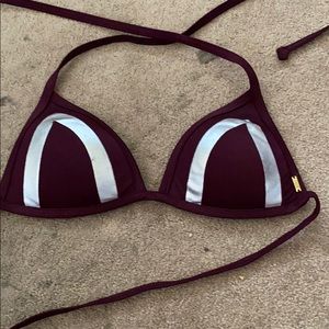 Maroon Bikini Top with Silver Pattern
